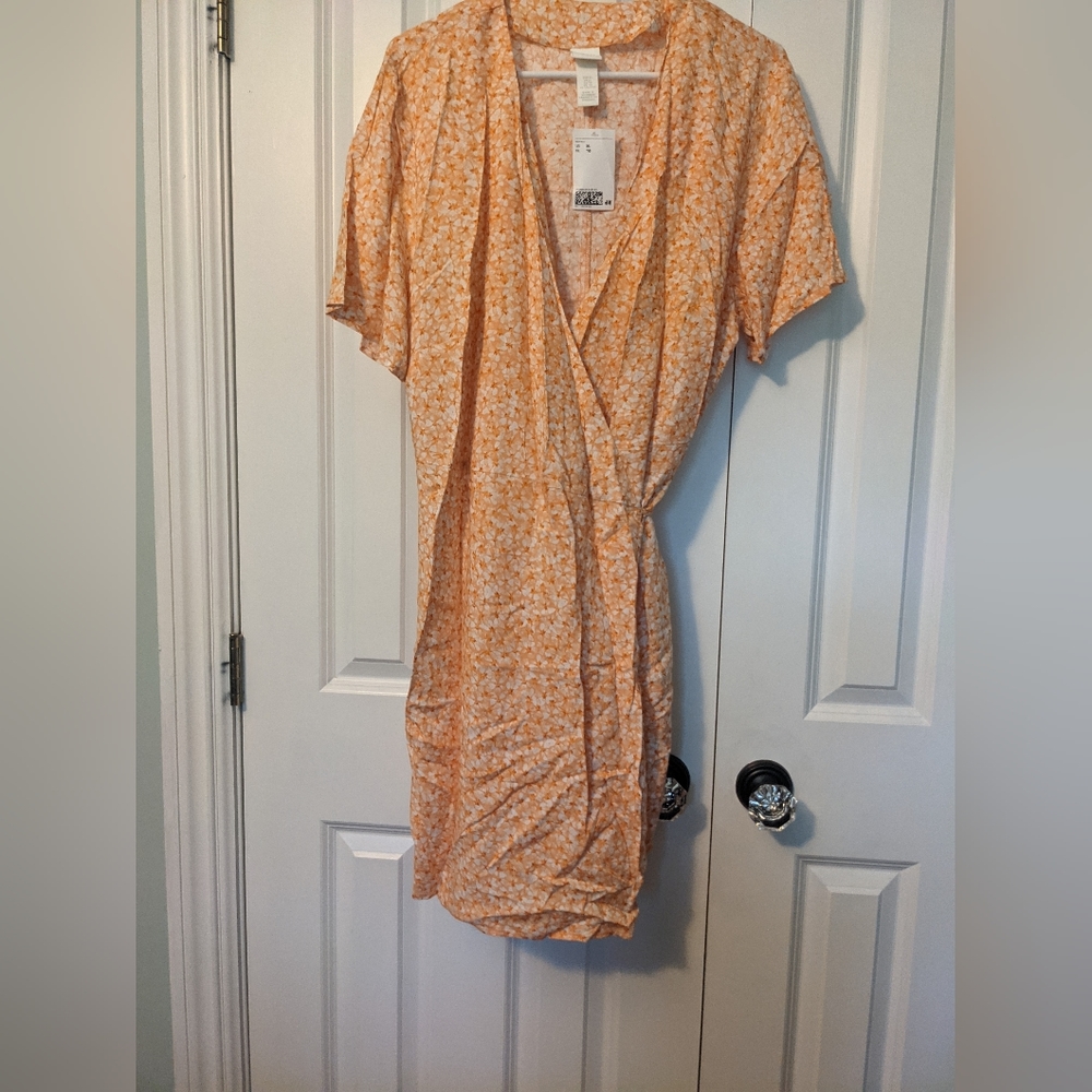 NWT orange floral wrap dress
